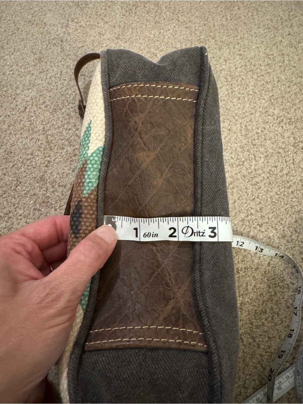 Myra Brown Canvas & Leather Crossbody Bag Western Aztec Adjustable Strap - Picture 10 of 10